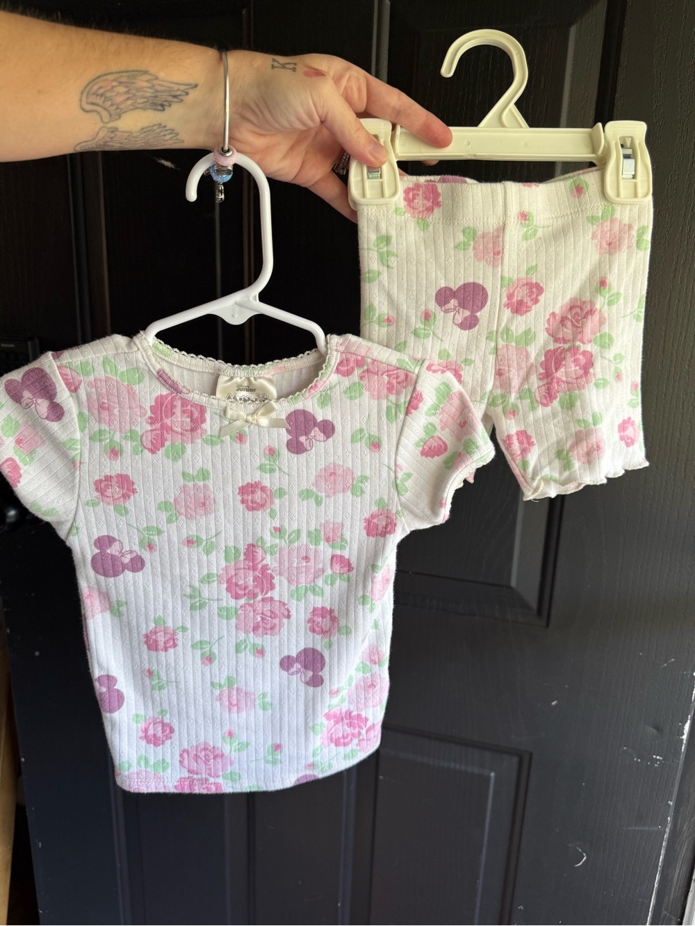 Disney Girls Floral Matching Set in White, Pink, Green